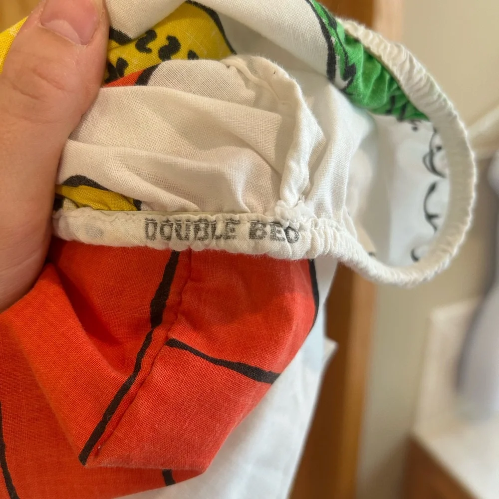 Vintage 1971 JC Penny Peanuts Snoopy “Happiness is” Double Full Fitted Sheet